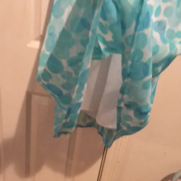 FLP Faith.Love. Fashion size 16 aqua blue & white print halter dress midi length - Picture 7 of 13